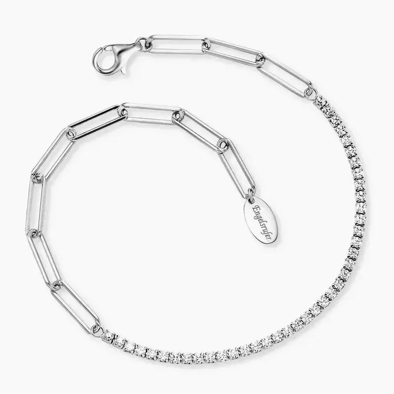 Engelsrufer Tennis Paperclip Bracelet Silver with Cubi Zirconia