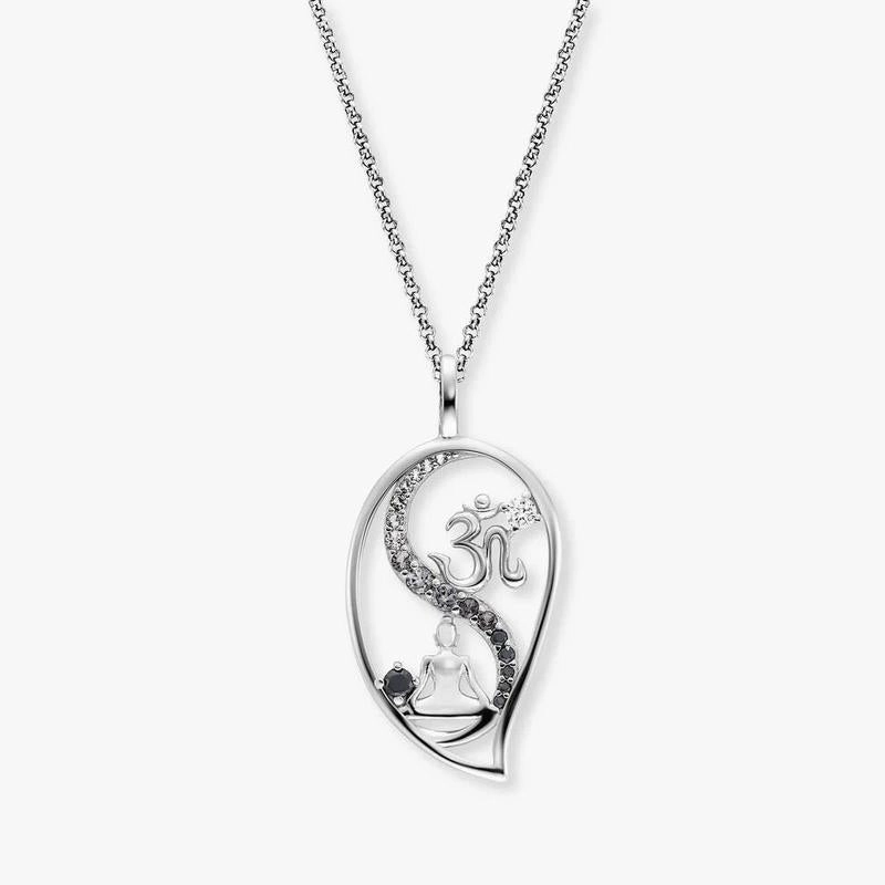 Engelsrufer Ying Yang Drop Necklace Silver with Cubic Zirconia
