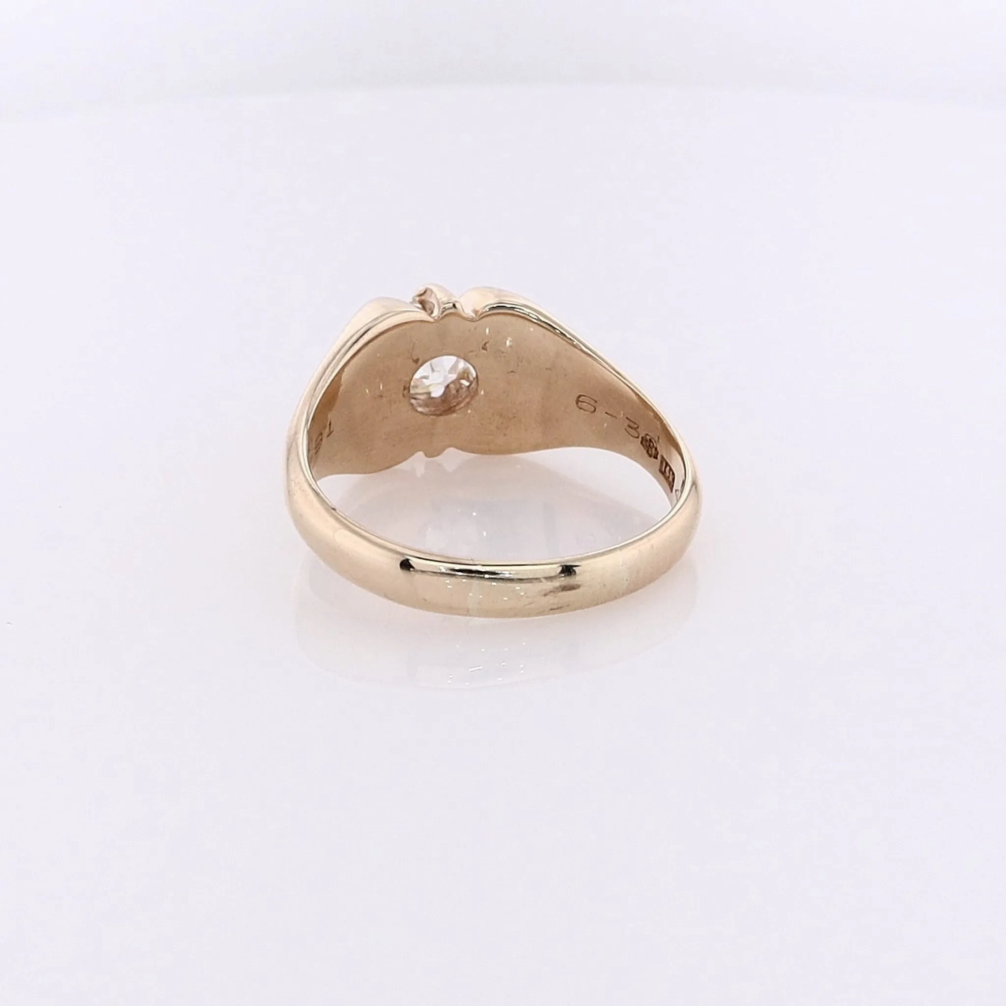 Estate 14 Karat Yellow Gold Belcher Style Diamond Ring