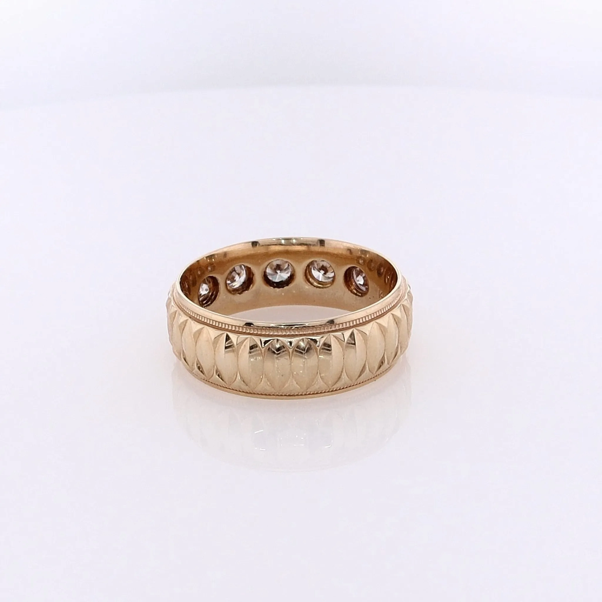Estate 14 Karat Yellow Gold Bezel Set Diamond Band
