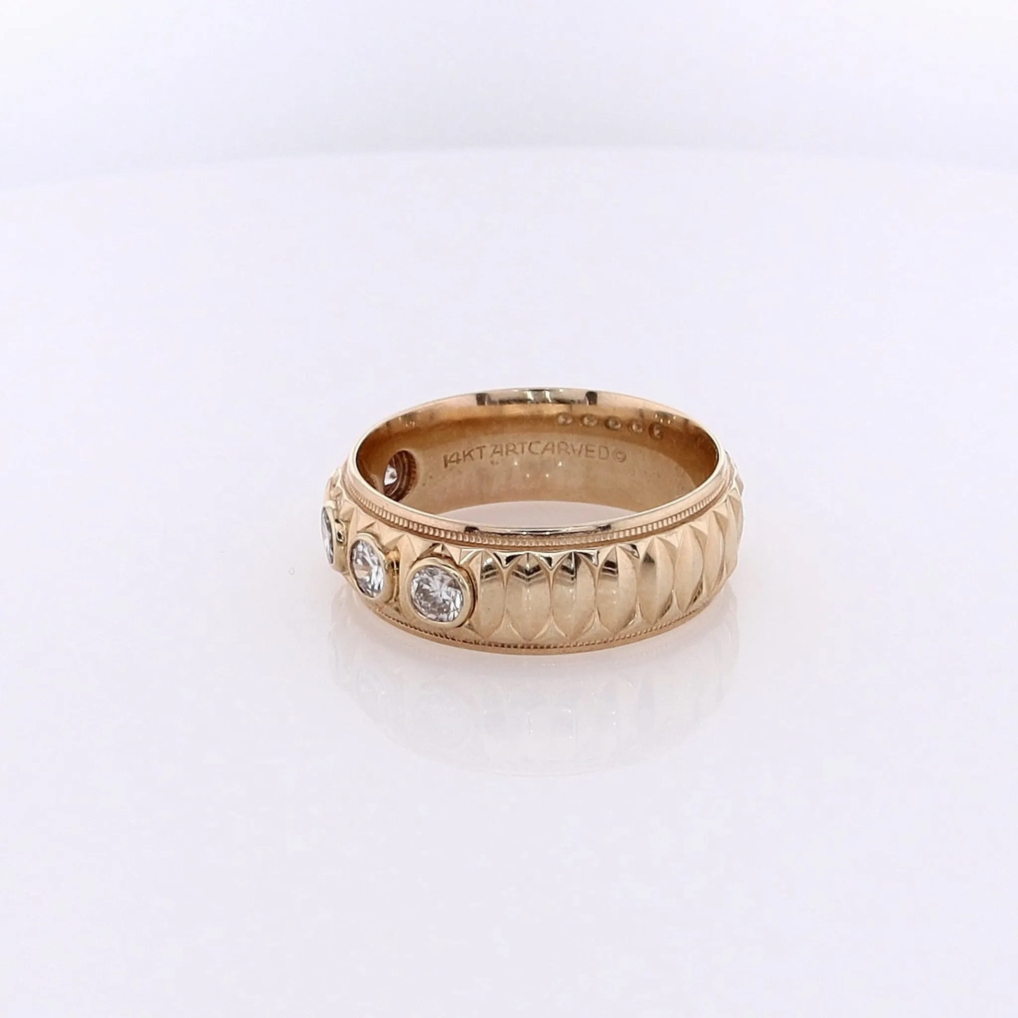 Estate 14 Karat Yellow Gold Bezel Set Diamond Band