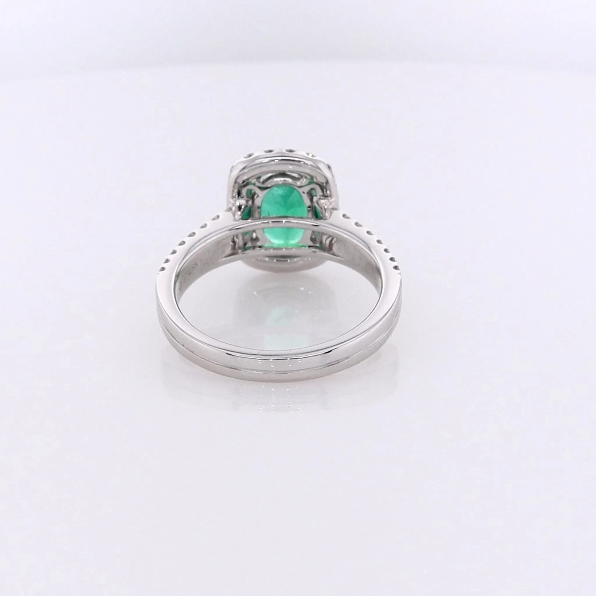 Estate 18 Karat White Gold Emerald and Diamond Ring