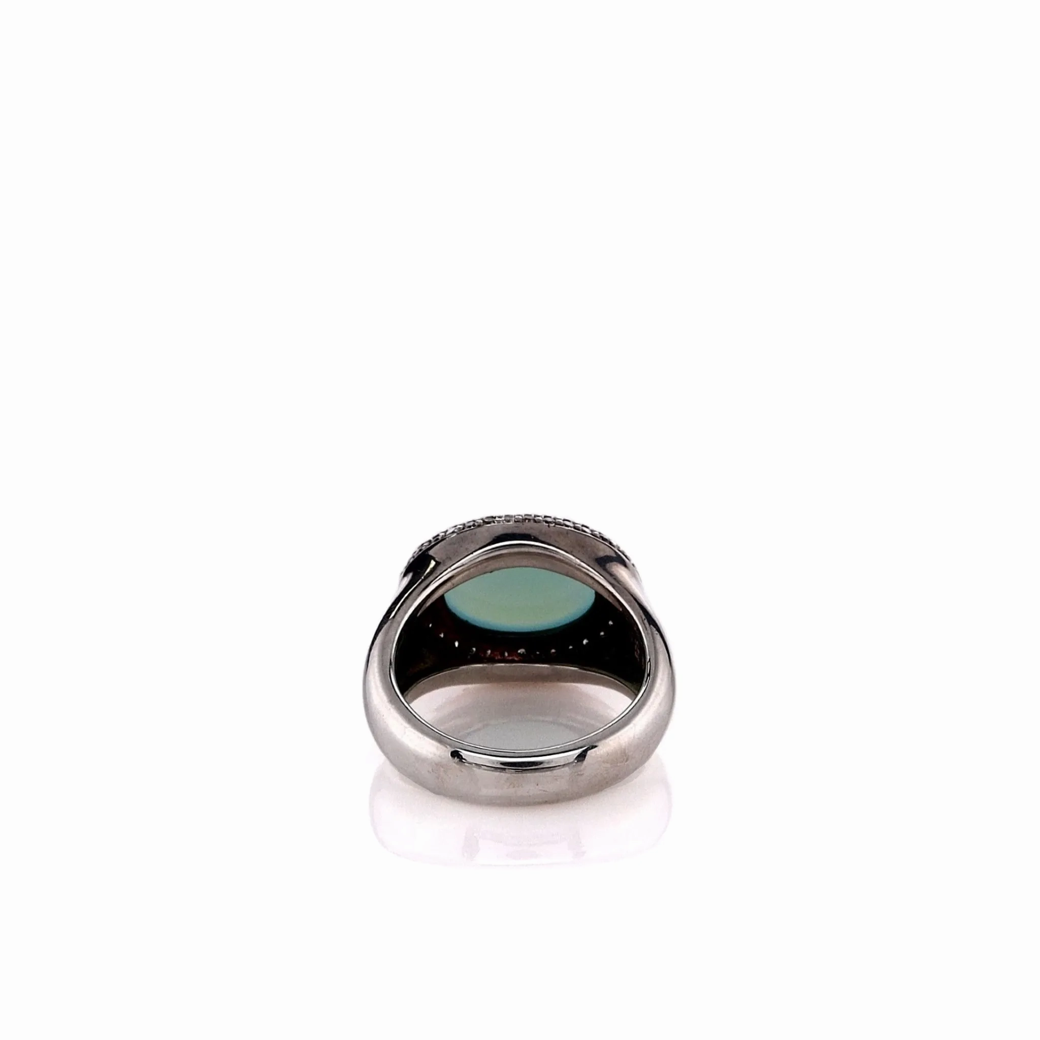 Estate David Yurman Sterling Silver Chalcedony and Diamond Halo Ring