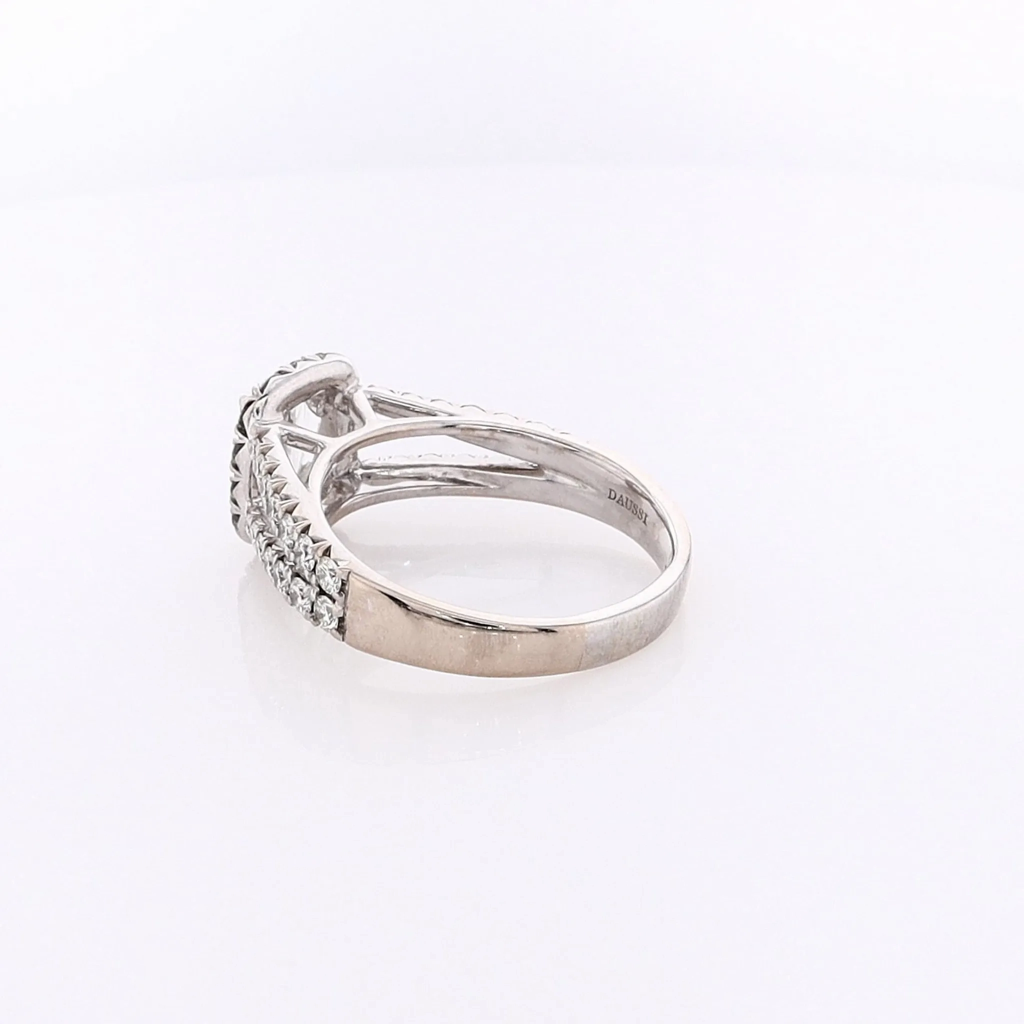 Estate Henri Daussi 18 Karat White Gold Diamond Engagement Ring