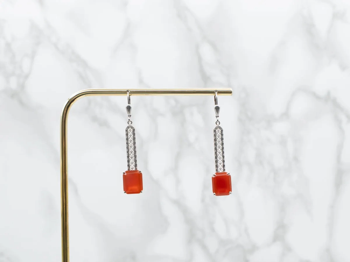 Filigree Carnelian Drop Earrings