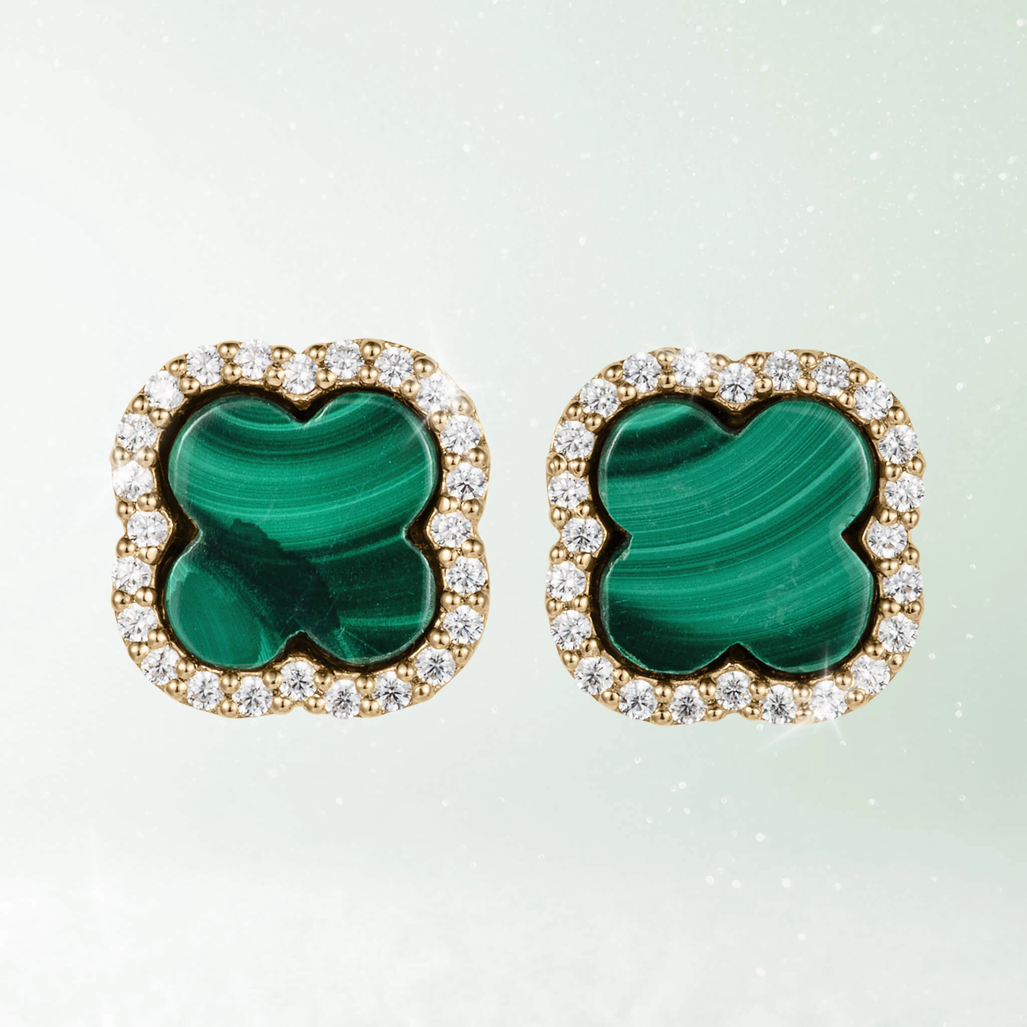 Fortuna Clover Malachite Earrings