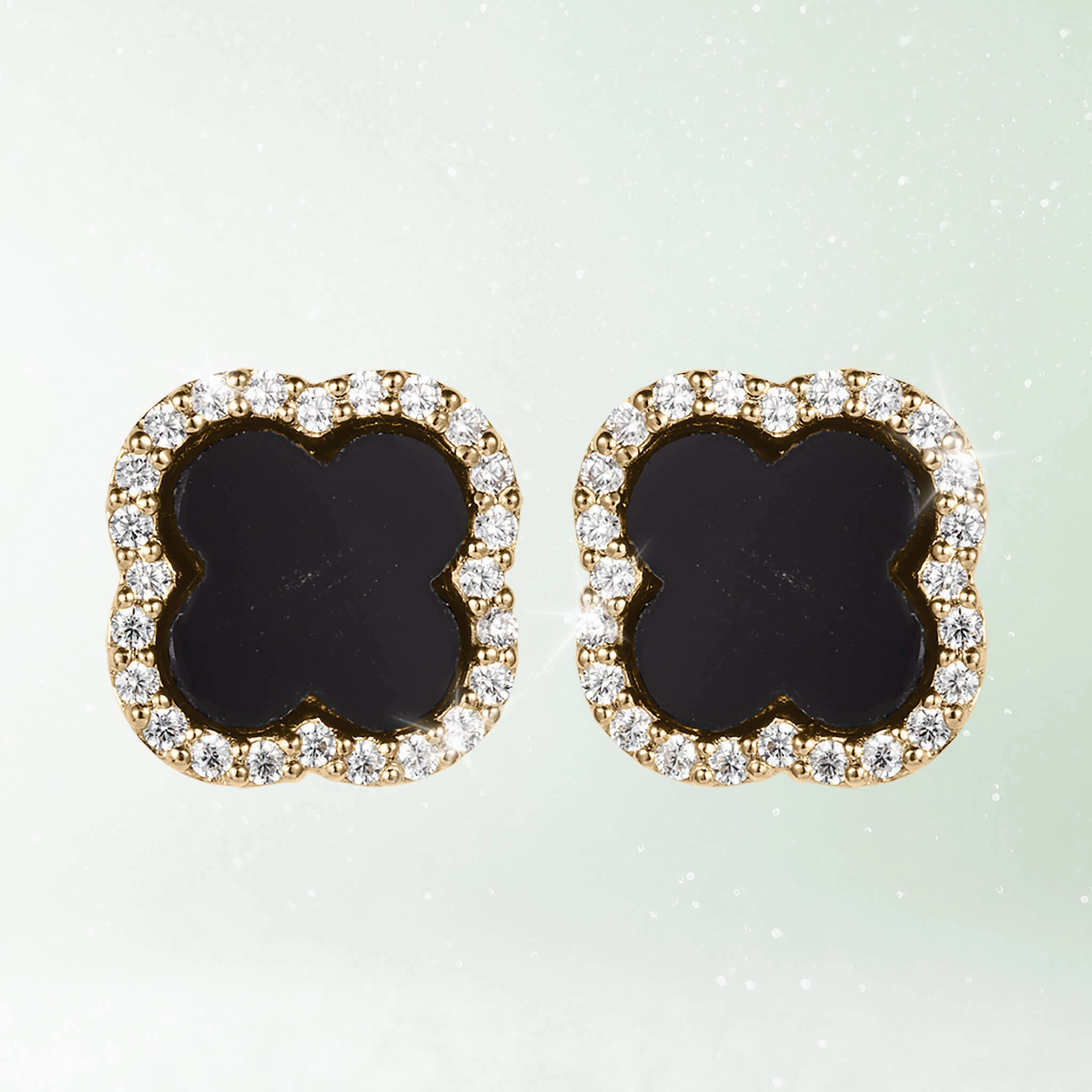 Fortuna Clover Onyx Earrings