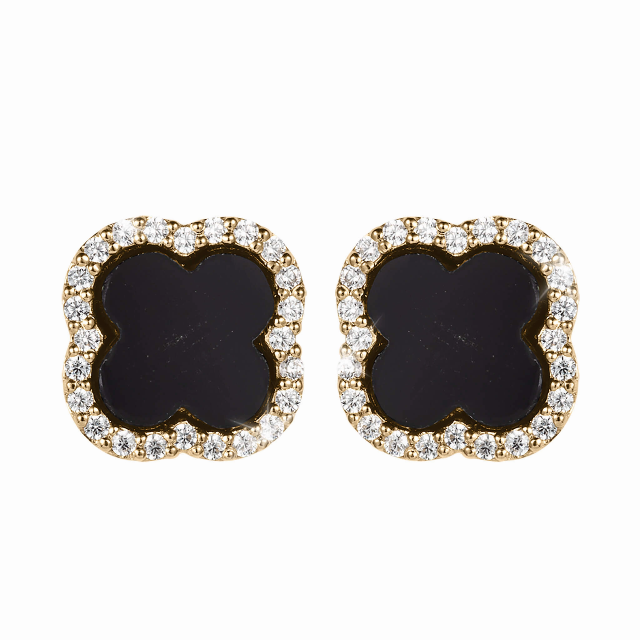 Fortuna Clover Onyx Earrings