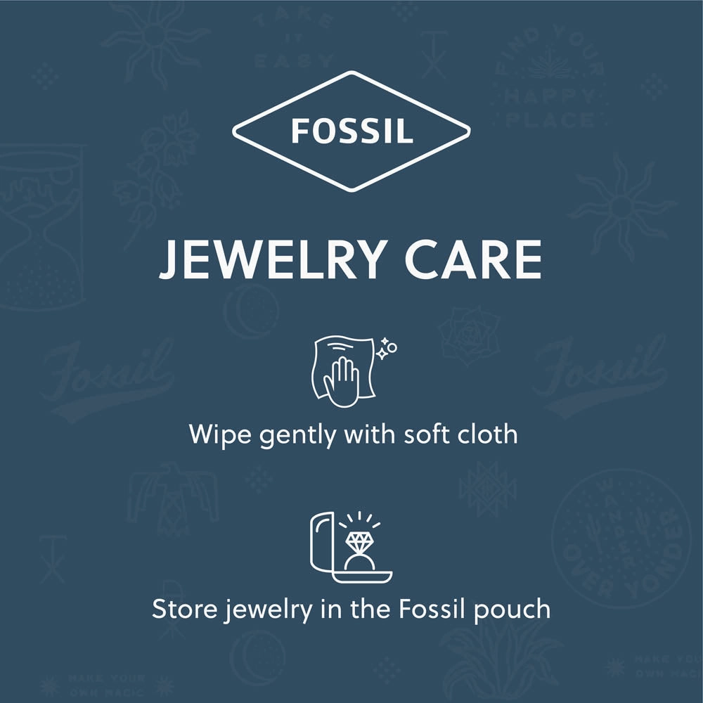 Fossil Silver Plated Stainless Steel Drew ID Pendant with Chain