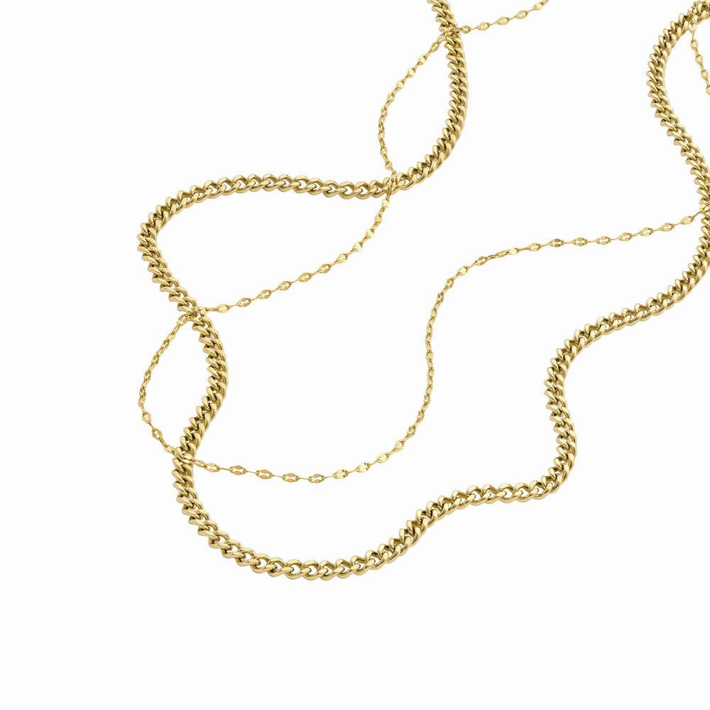 Fossil Yellow Gold Plated Stainless Steel Chain Set