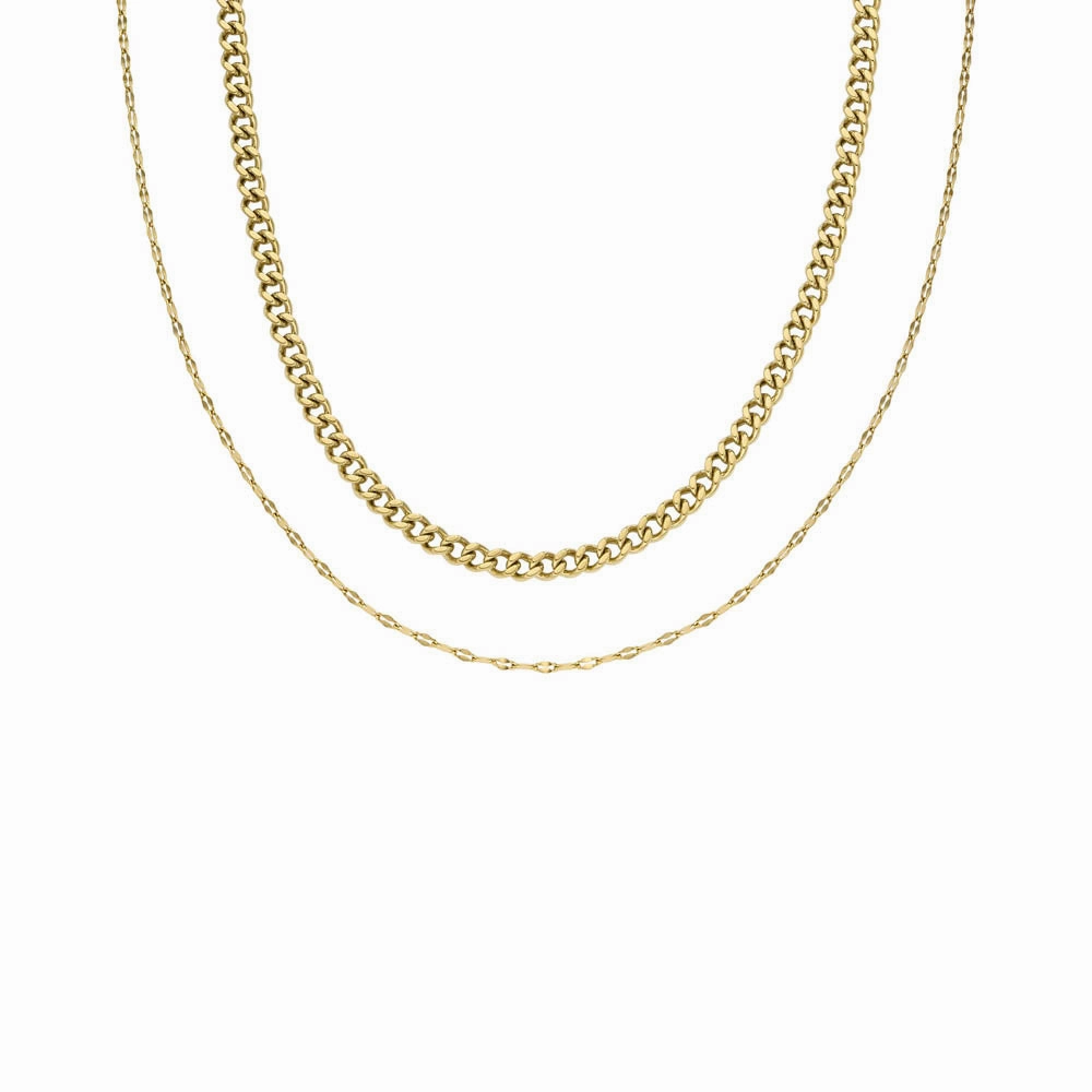 Fossil Yellow Gold Plated Stainless Steel Chain Set