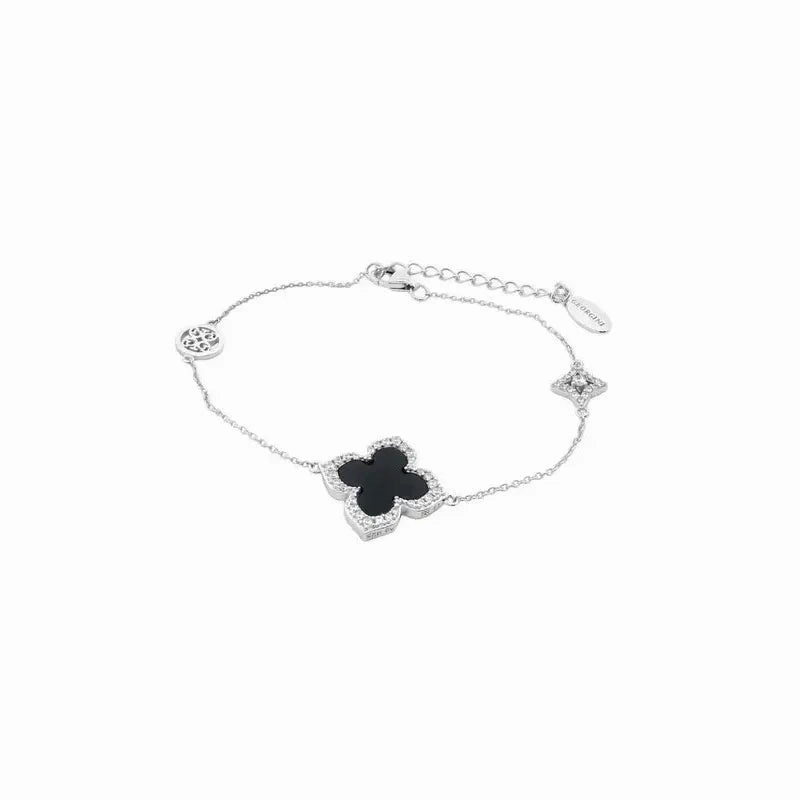 Georgini Midnight Velvet Black Agate Fairwater Bracelet - Silver