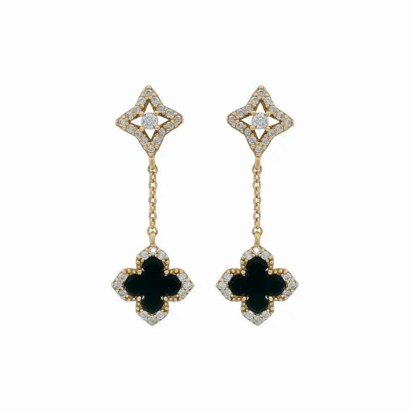 Georgini Midnight Velvet Black Agate Fairwater Drop Earrings - Gold