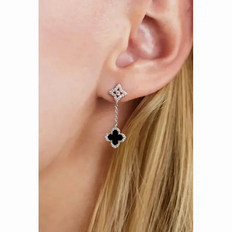 Georgini Midnight Velvet Black Agate Fairwater Drop Earrings - Silver