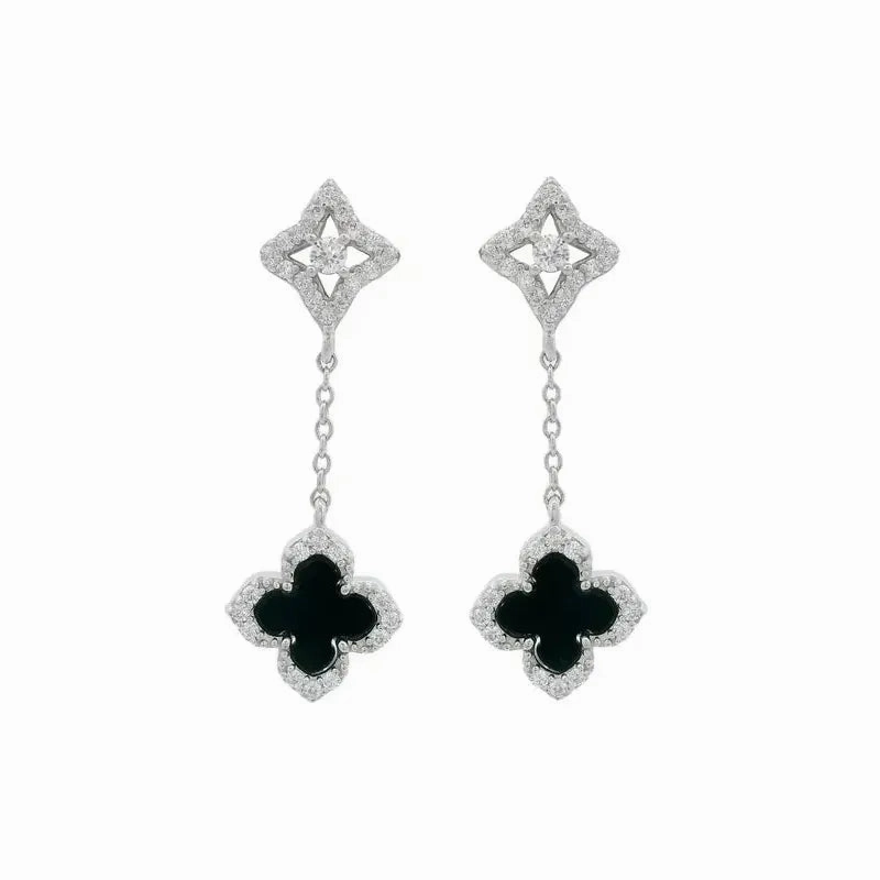 Georgini Midnight Velvet Black Agate Fairwater Drop Earrings - Silver