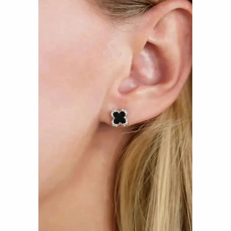 Georgini Midnight Velvet Black Agate Fairwater Stud Earrings - Silver