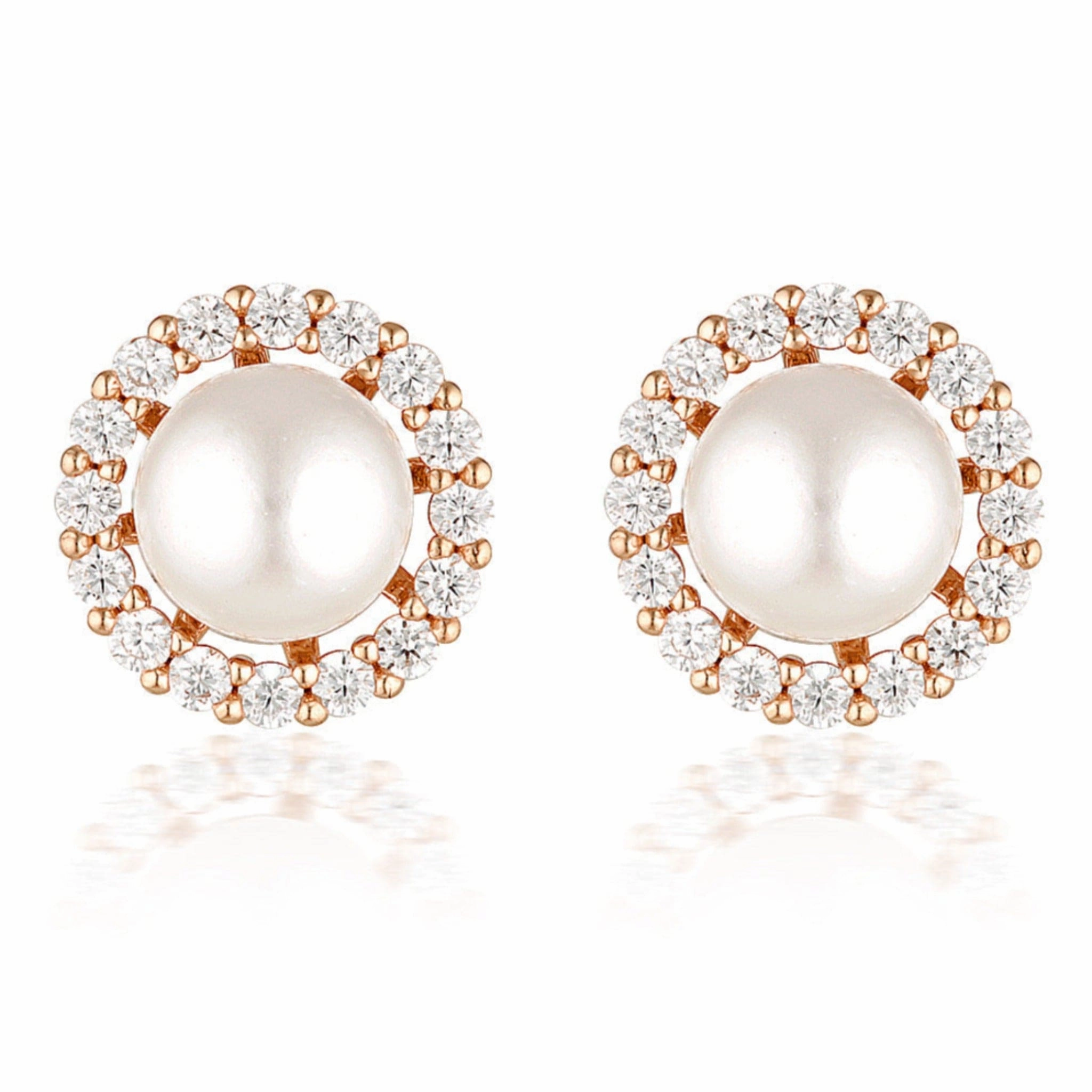 Georgini Noel Nights Esteem Pearl Earrings Rose Gold
