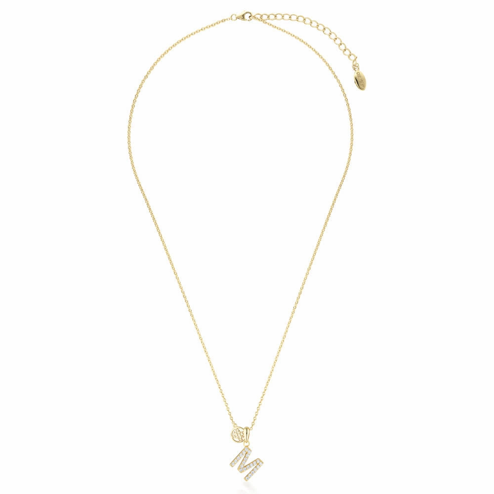 Georgini Sterling Silver Gold Plated Luxury Letters M Pendant On Chain