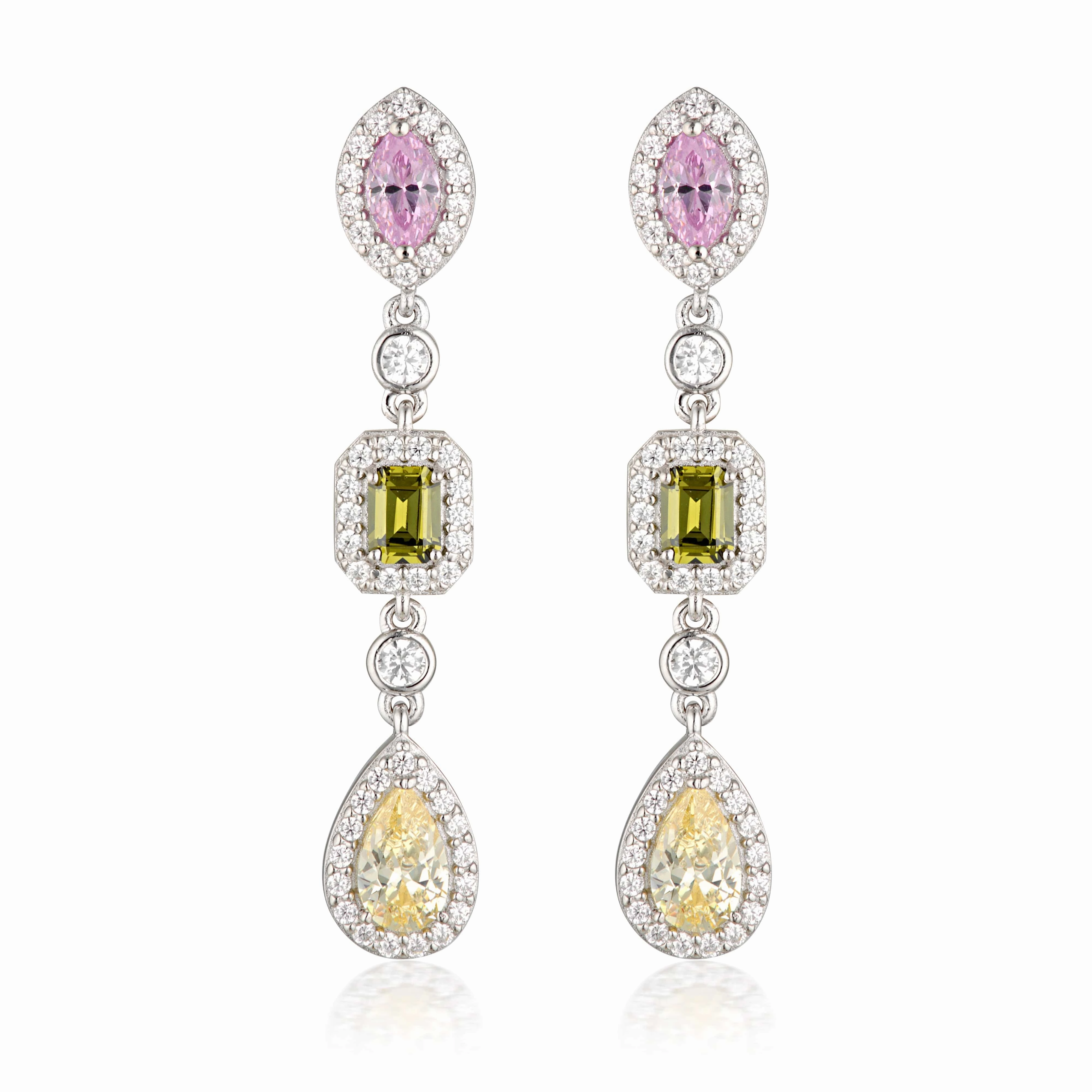 Georgini Summer Sorbet Pina Colada Multi Coloured Earrings Silver