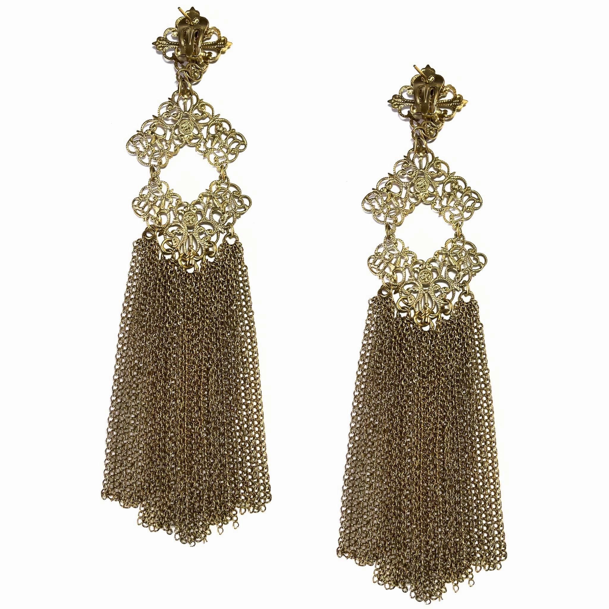 Giora' Earrings with Long Fringe Pendant