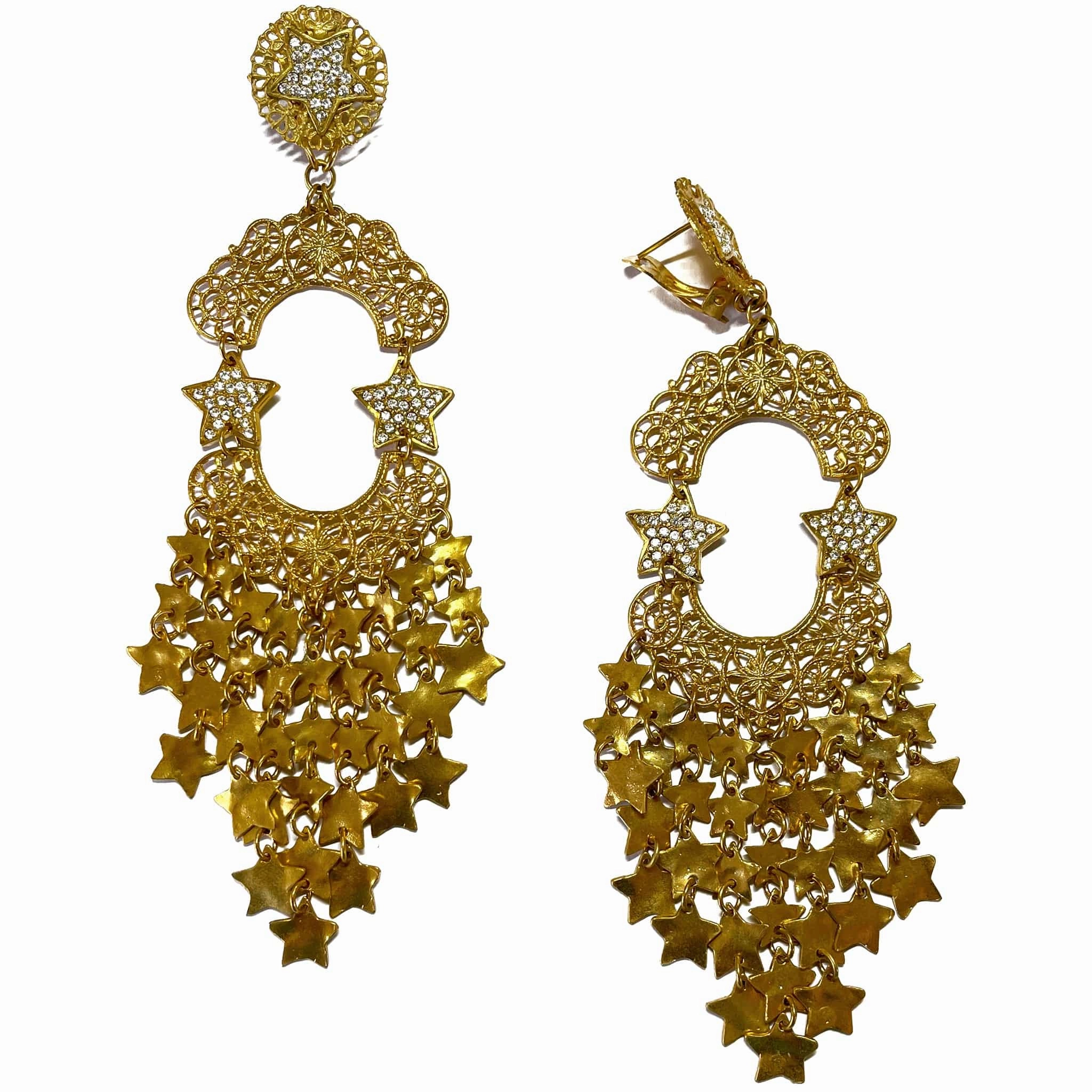 Giora' Earrings with Long Fringe Star Pendant