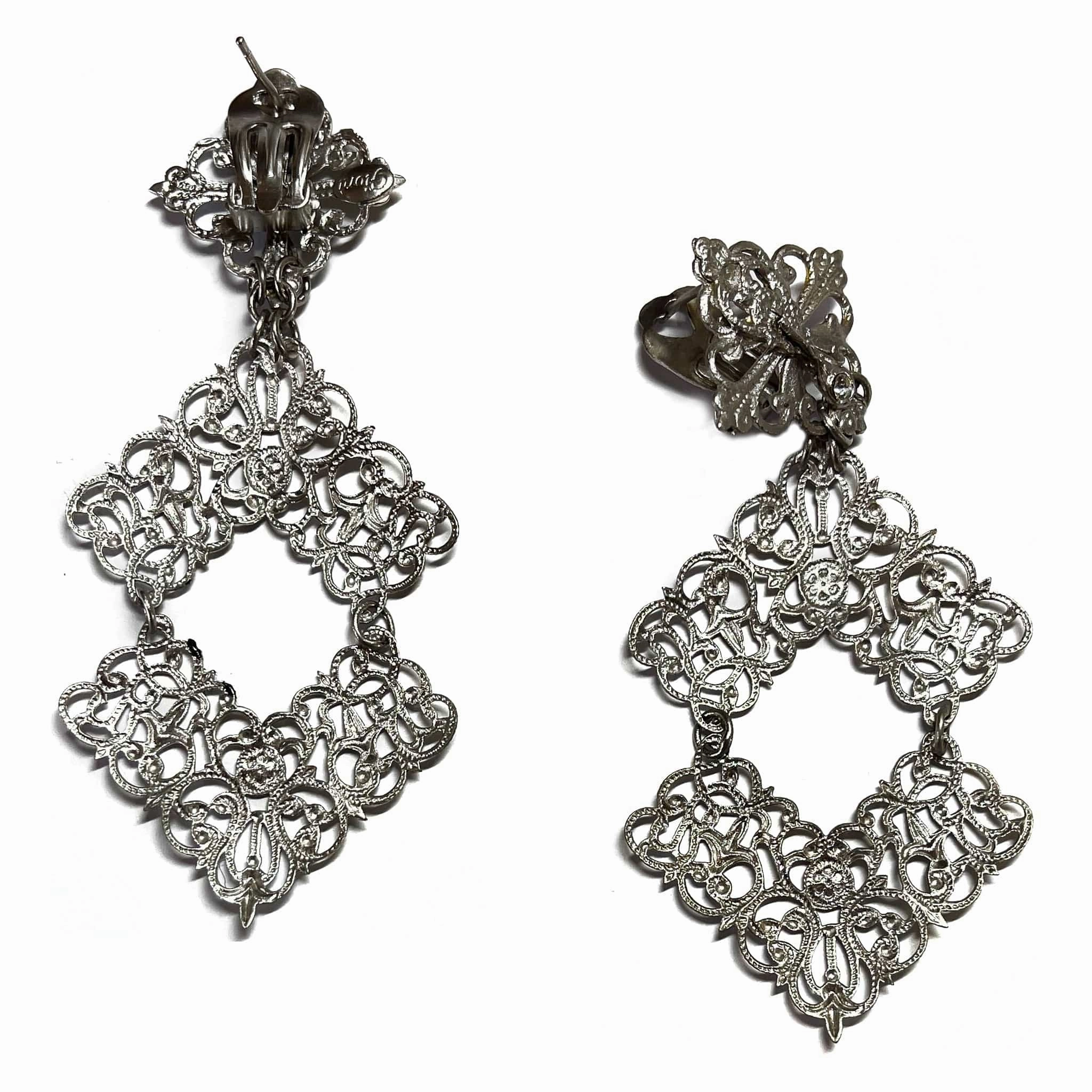 Giora' Italian Filigrain Earrings Rhombus Pendant