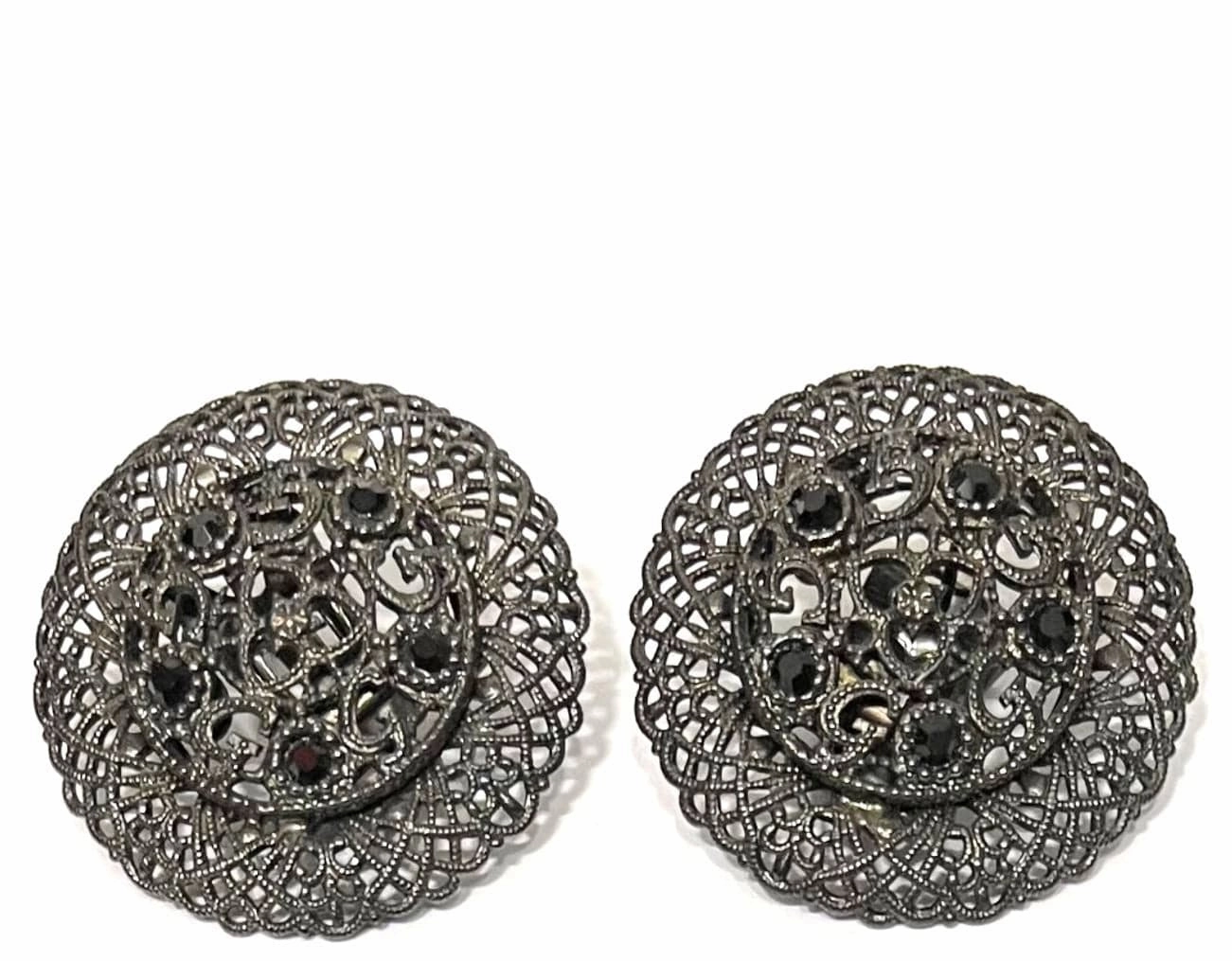 Giora' Italian Filigrain Round Earrings Ruthenium