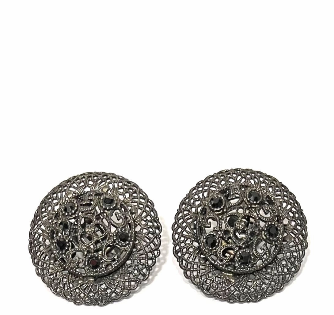 Giora' Italian Filigrain Round Earrings Ruthenium