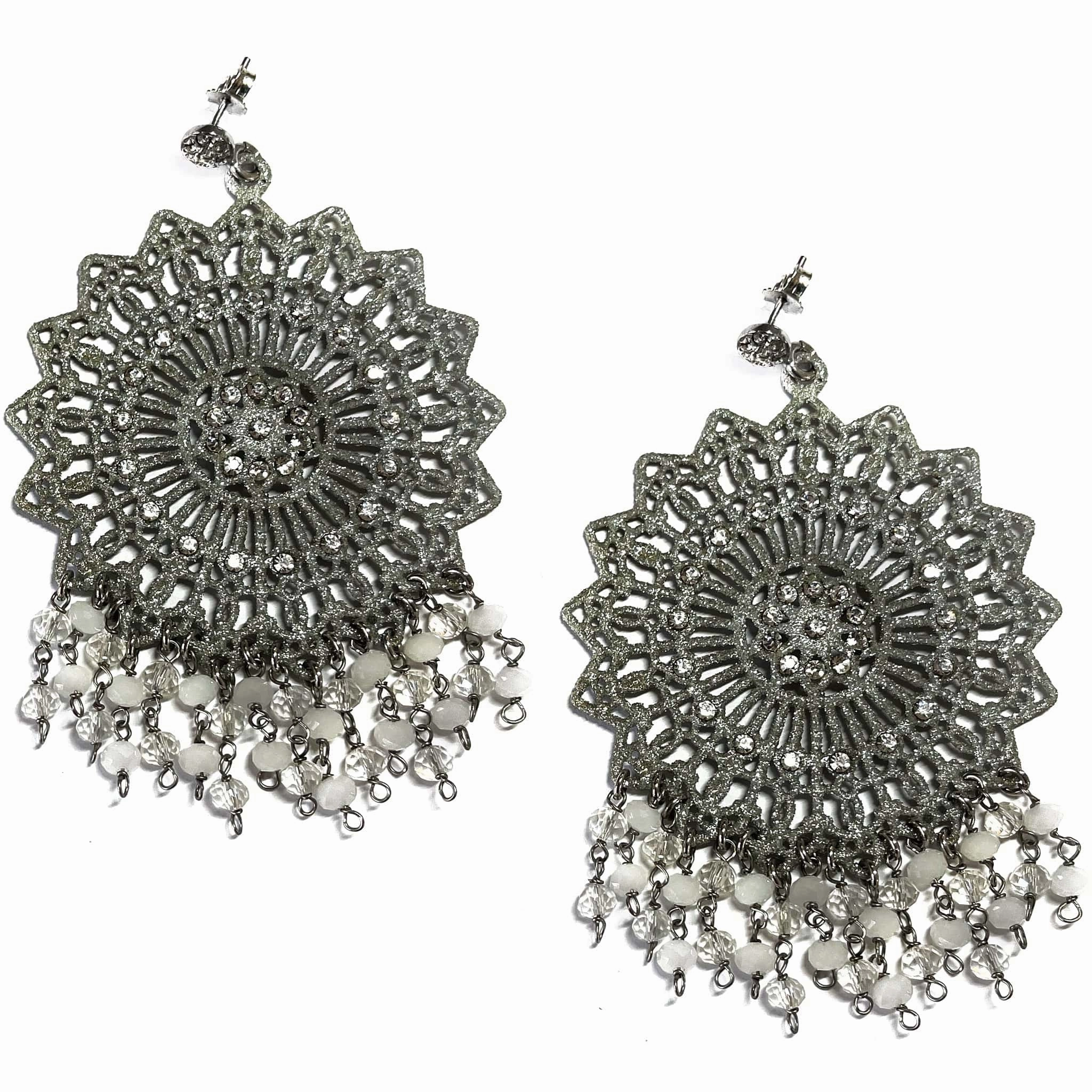 Giora Earrings with Silver Glitter and Swarovski Crystal