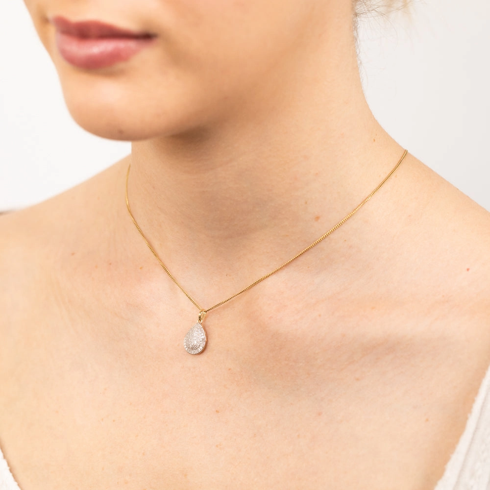 Gold Plated Sterling Silver Double Heart 0.05Ct Diamond Pendant