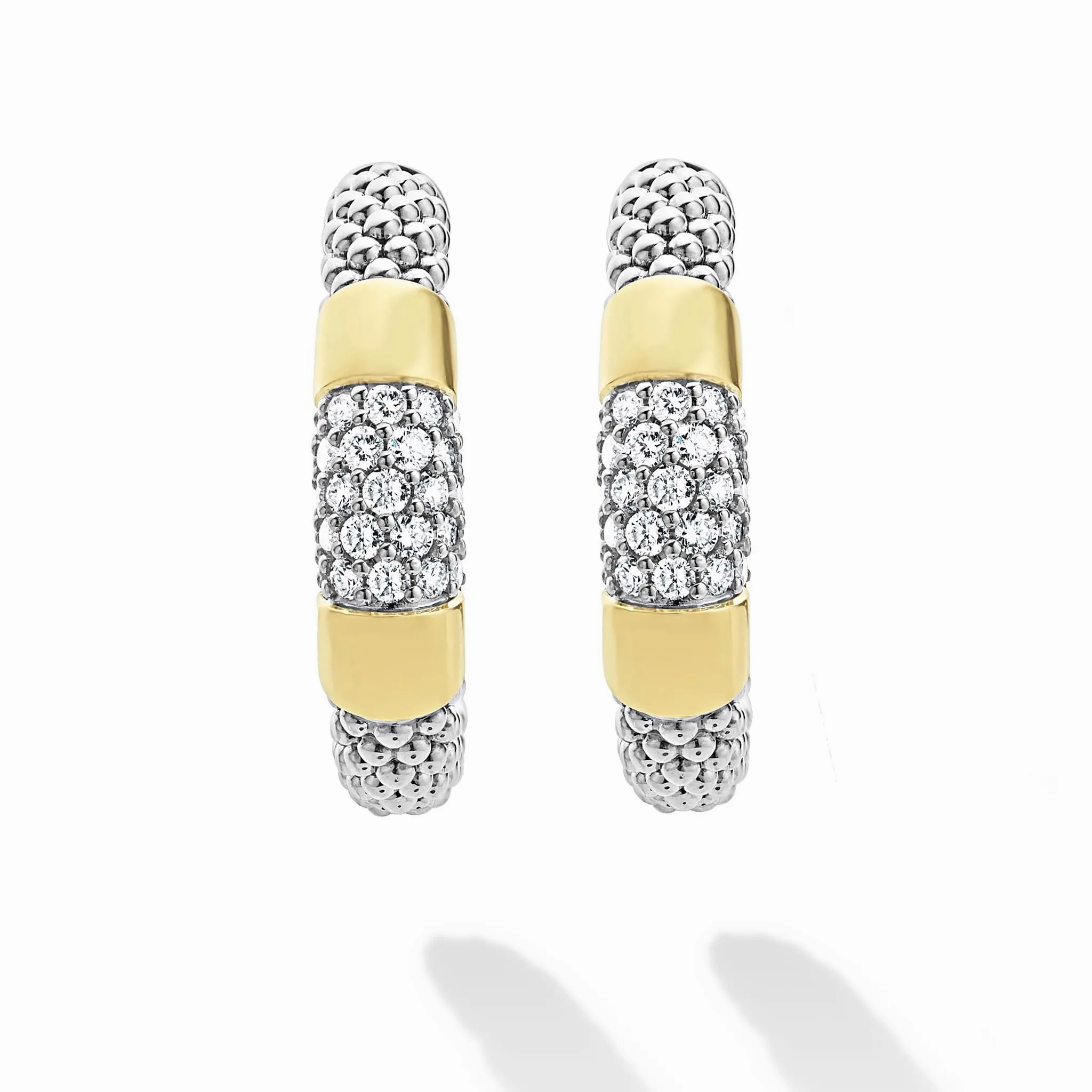 Gold Station Diamond Hoop Earrings