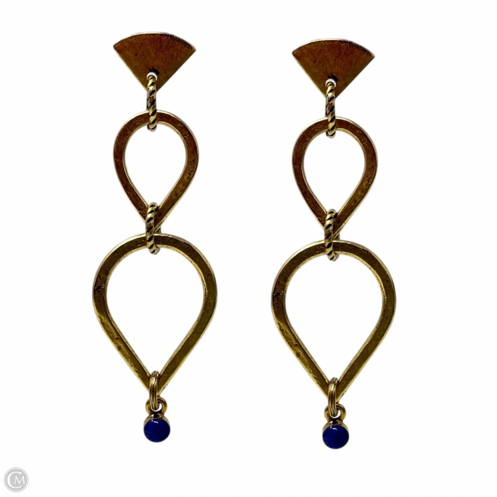 Gold Tone Inverted Double Teardrop Post Earrings