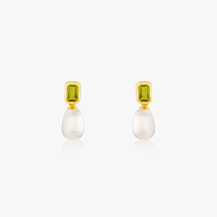 Golden Amber &amp; Pearl Earrings