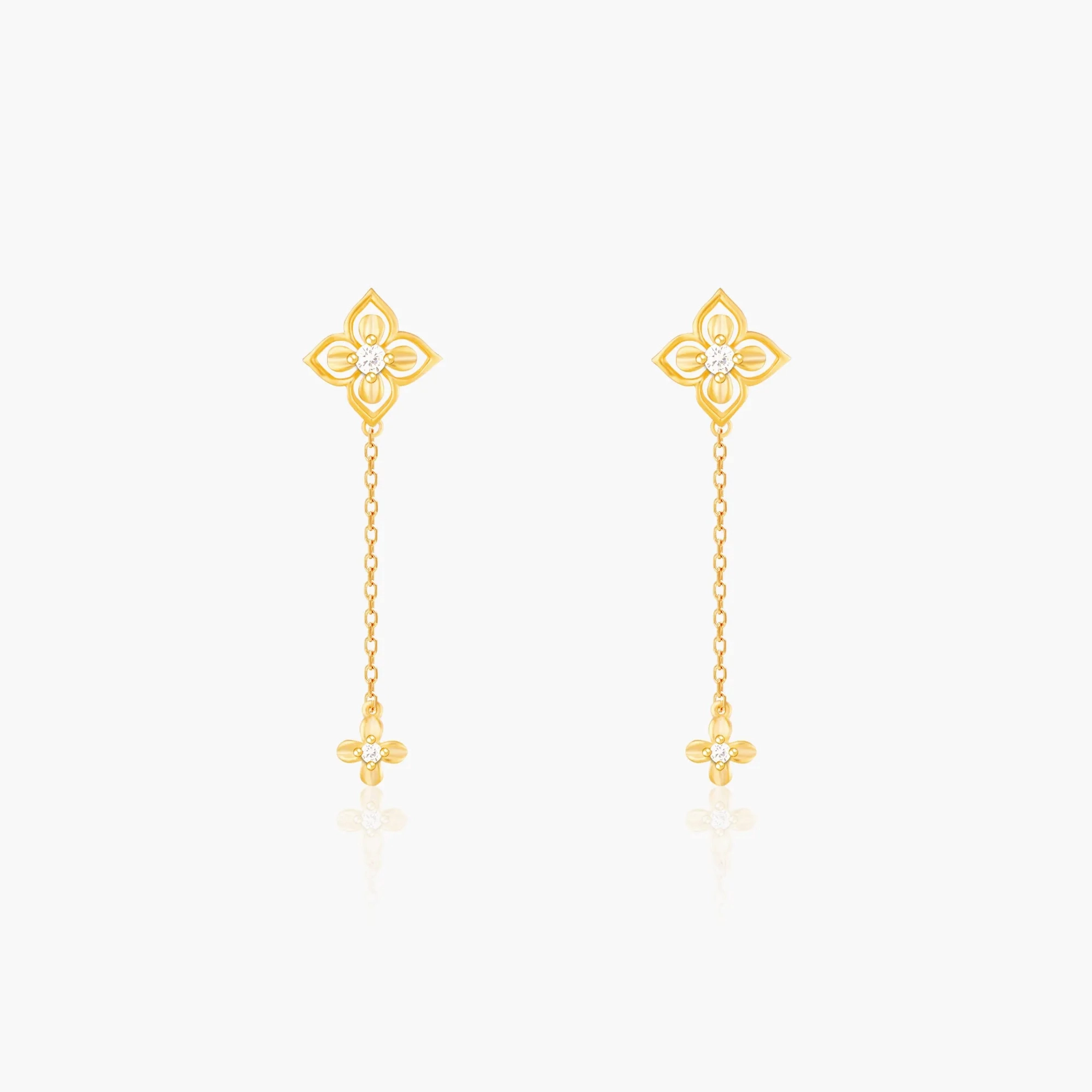 Golden Artsy Floral Earrings