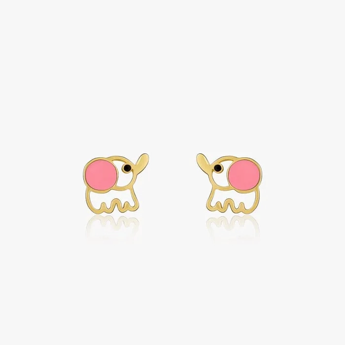 Golden Baby Elephant Kids Earrings (4-12 yrs)