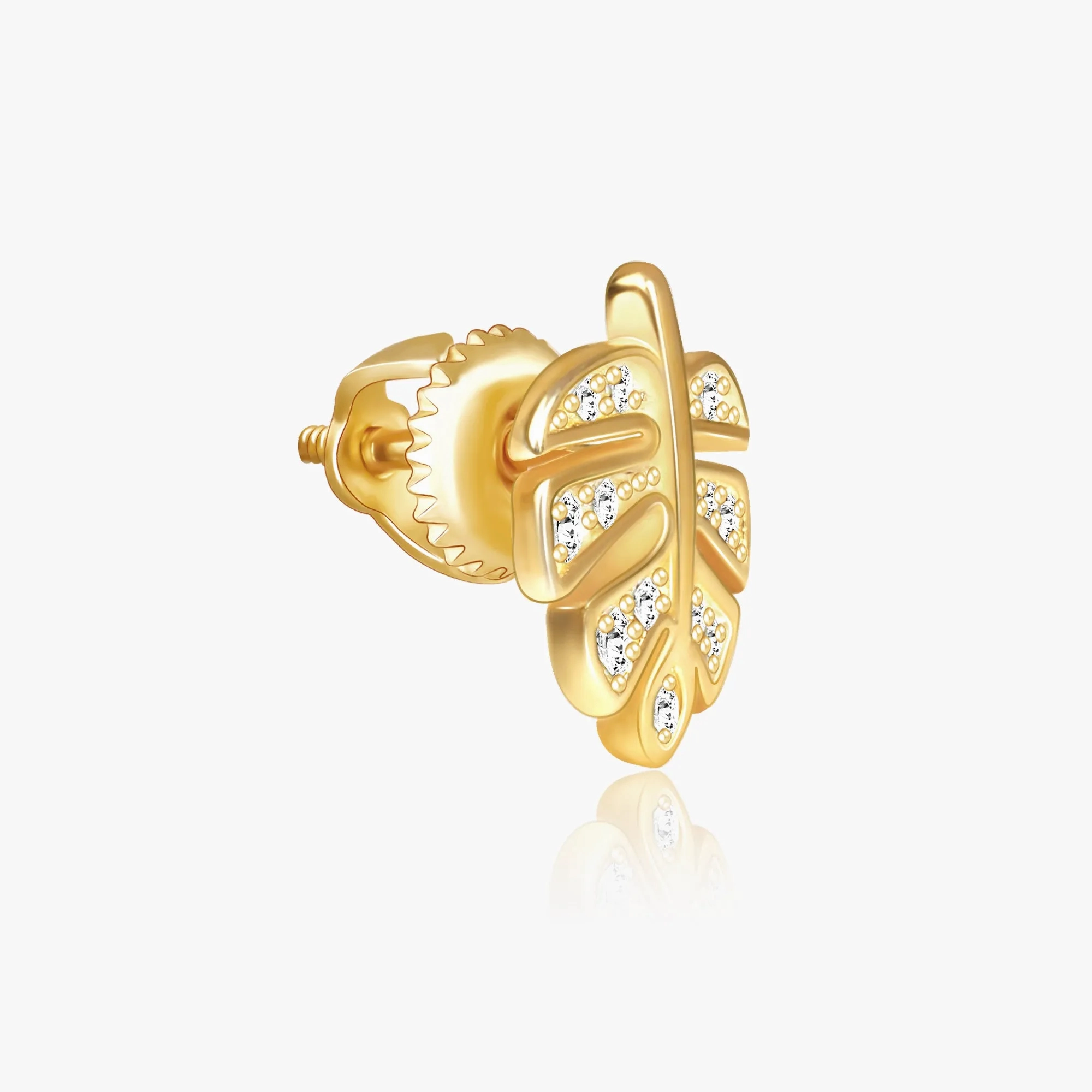 Golden Leaflet Stud Earrings