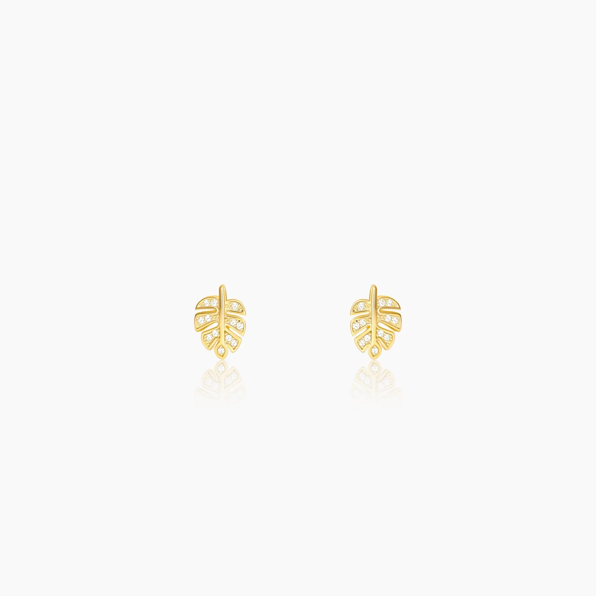 Golden Leaflet Stud Earrings