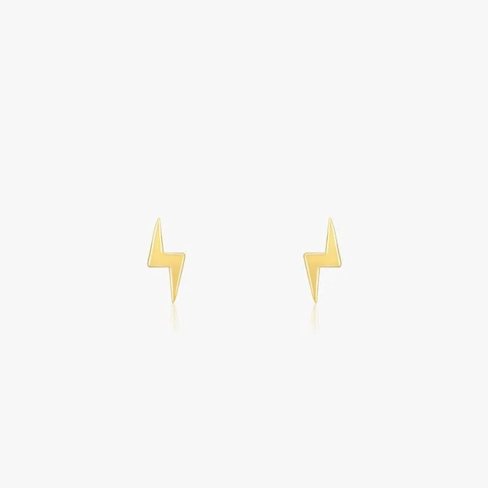 Golden Lightning Bolt Stud Earrings
