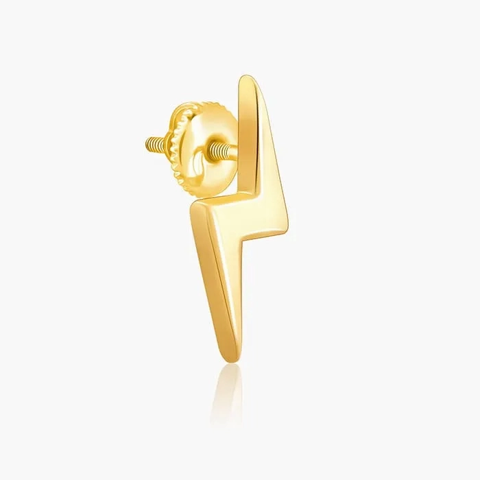 Golden Lightning Bolt Stud Earrings