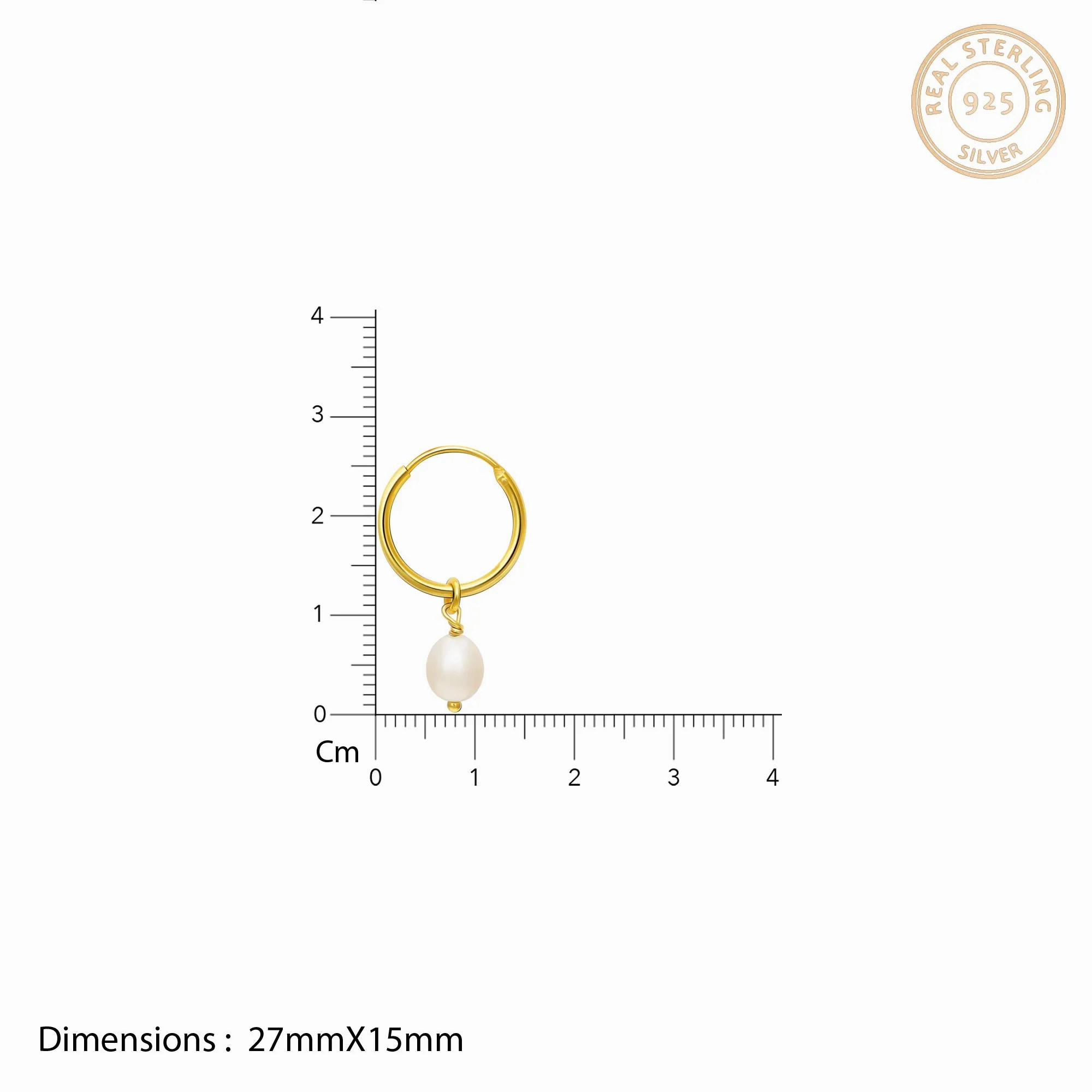 Golden Pearl Drop Hoops