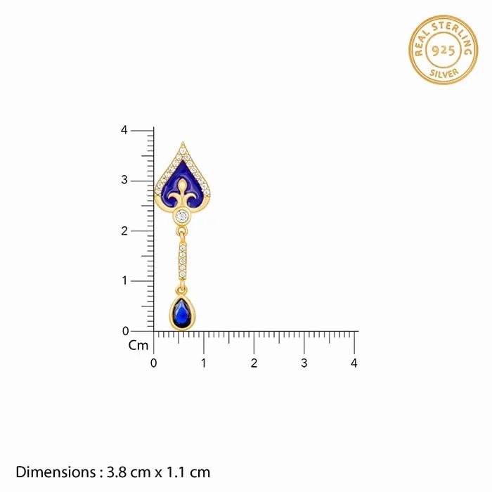 Golden Royal Blue Dangle Earrings