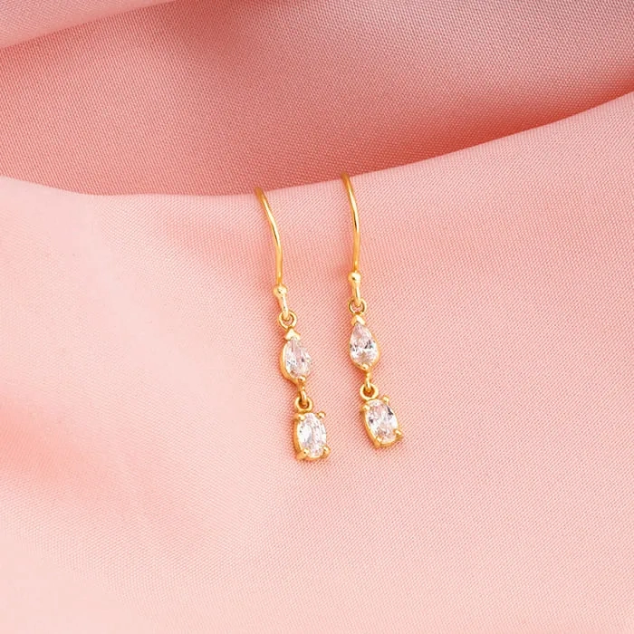 Golden Zirconium Moments Dangler Earrings