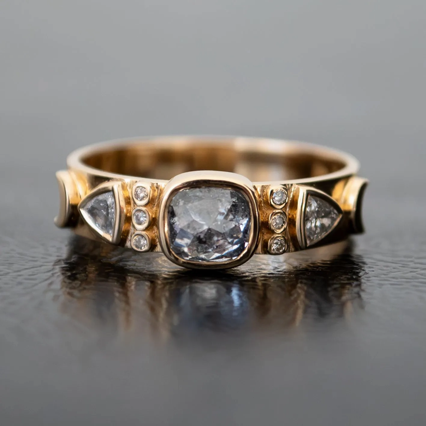 Gray &amp; White Diamond Totem Ring