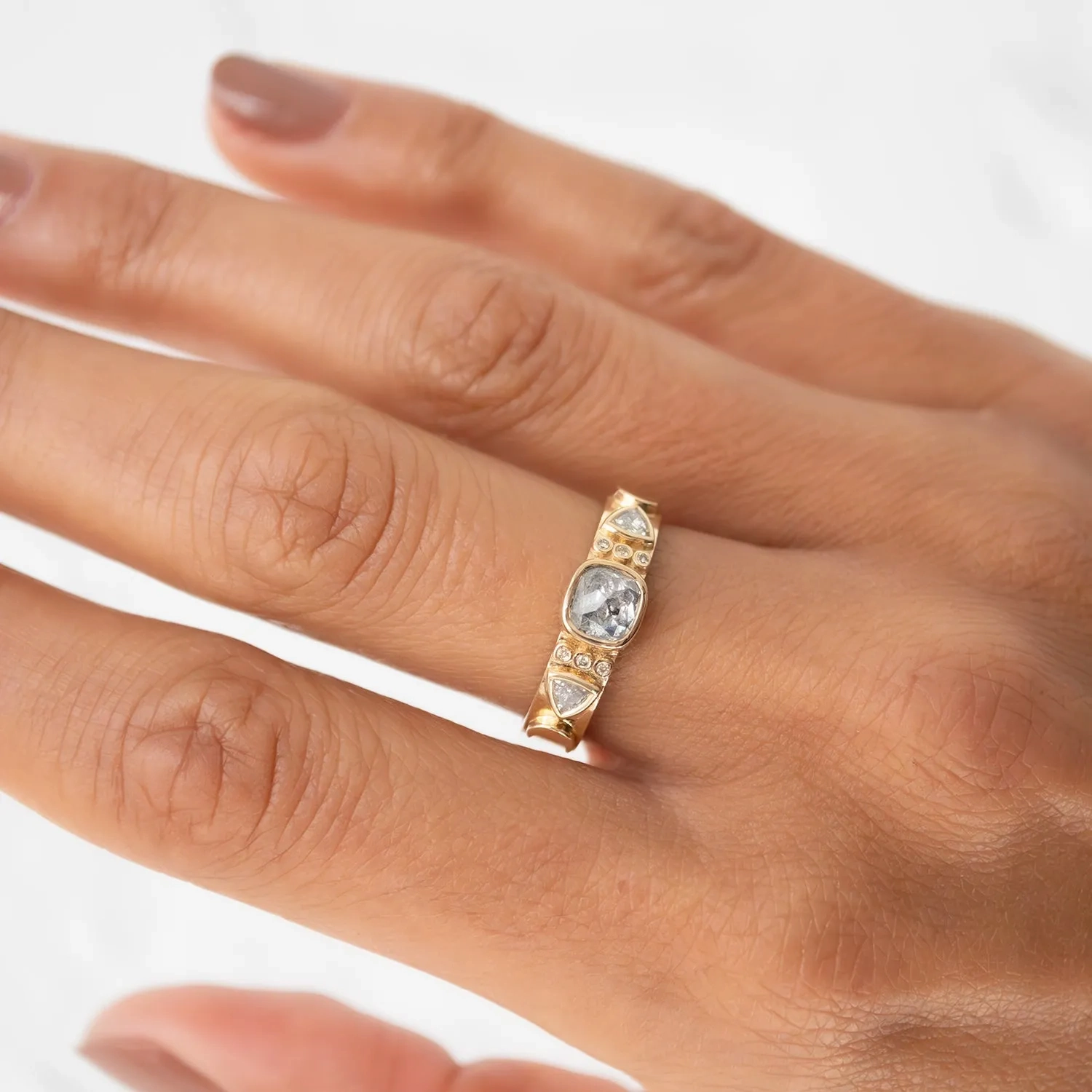 Gray &amp; White Diamond Totem Ring