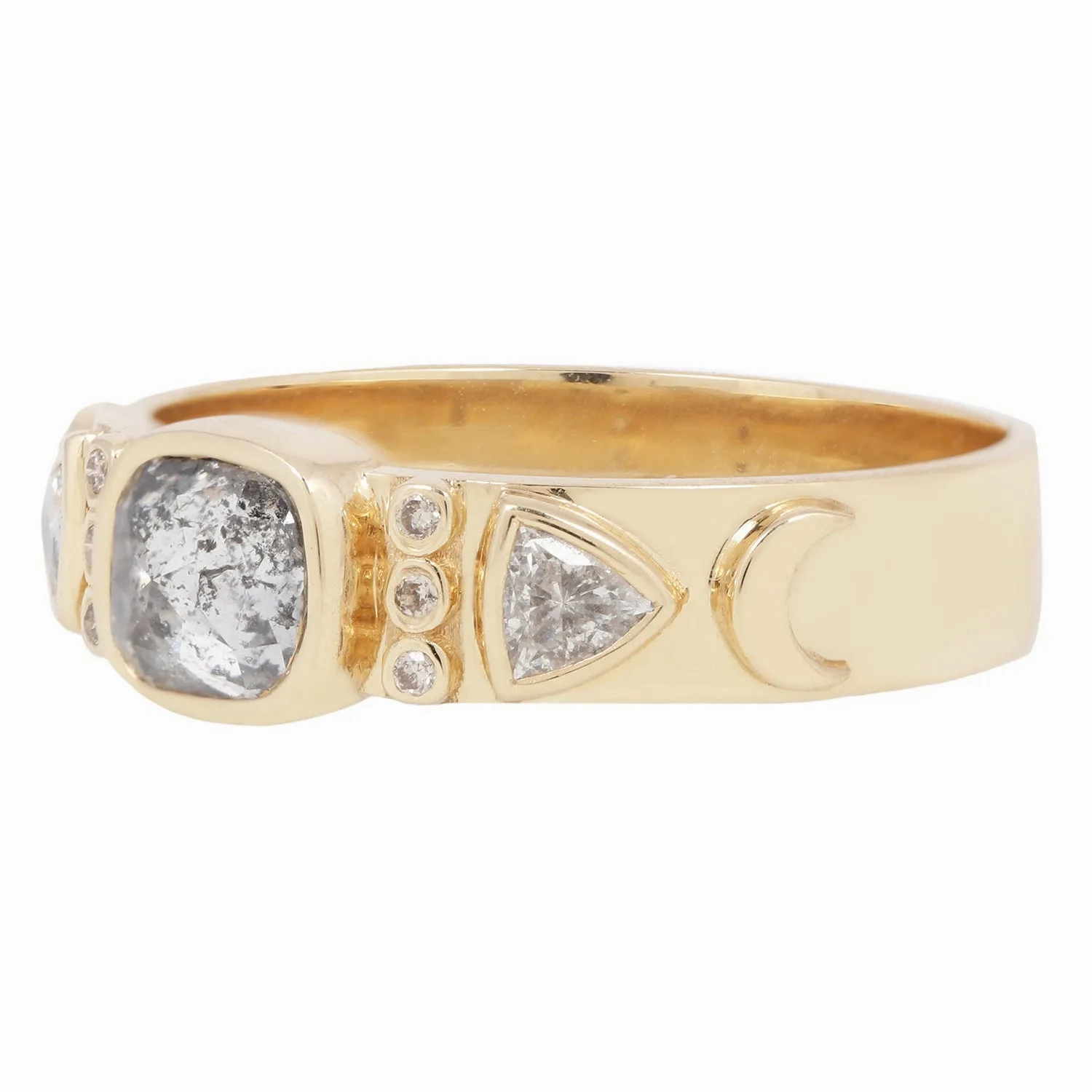 Gray &amp; White Diamond Totem Ring