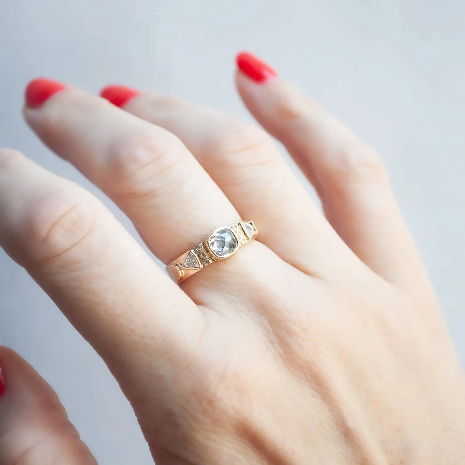 Gray &amp; White Diamond Totem Ring