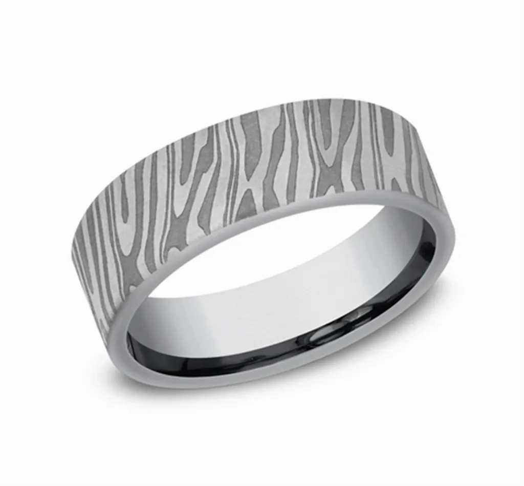 Gray Tantalum ??The Tiger Stripe?? 7mm European Comfort Fit Wedding Band