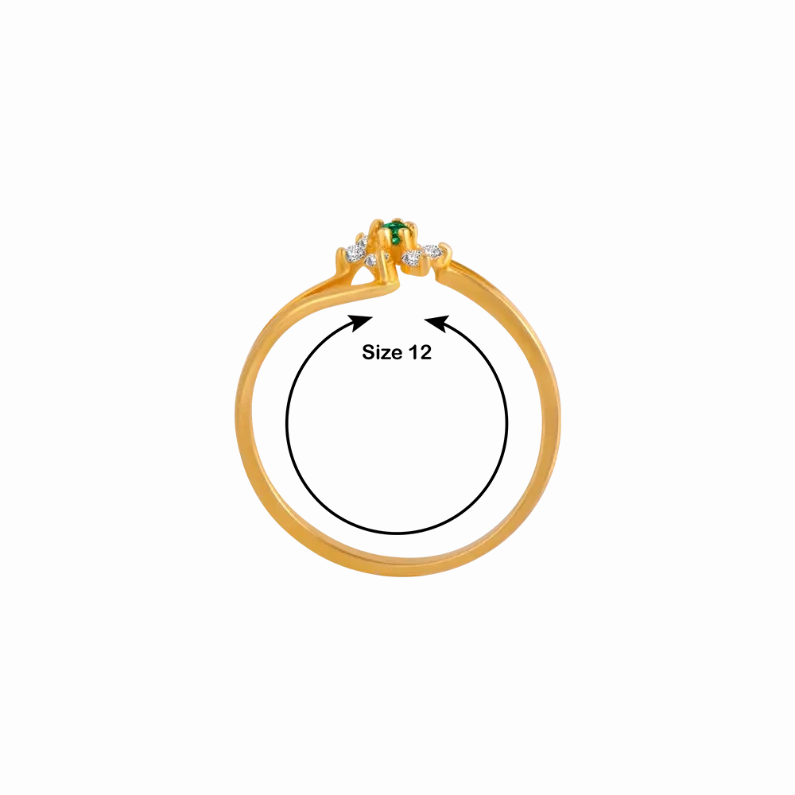Green Stone Studded Fancy Gold Ring Design