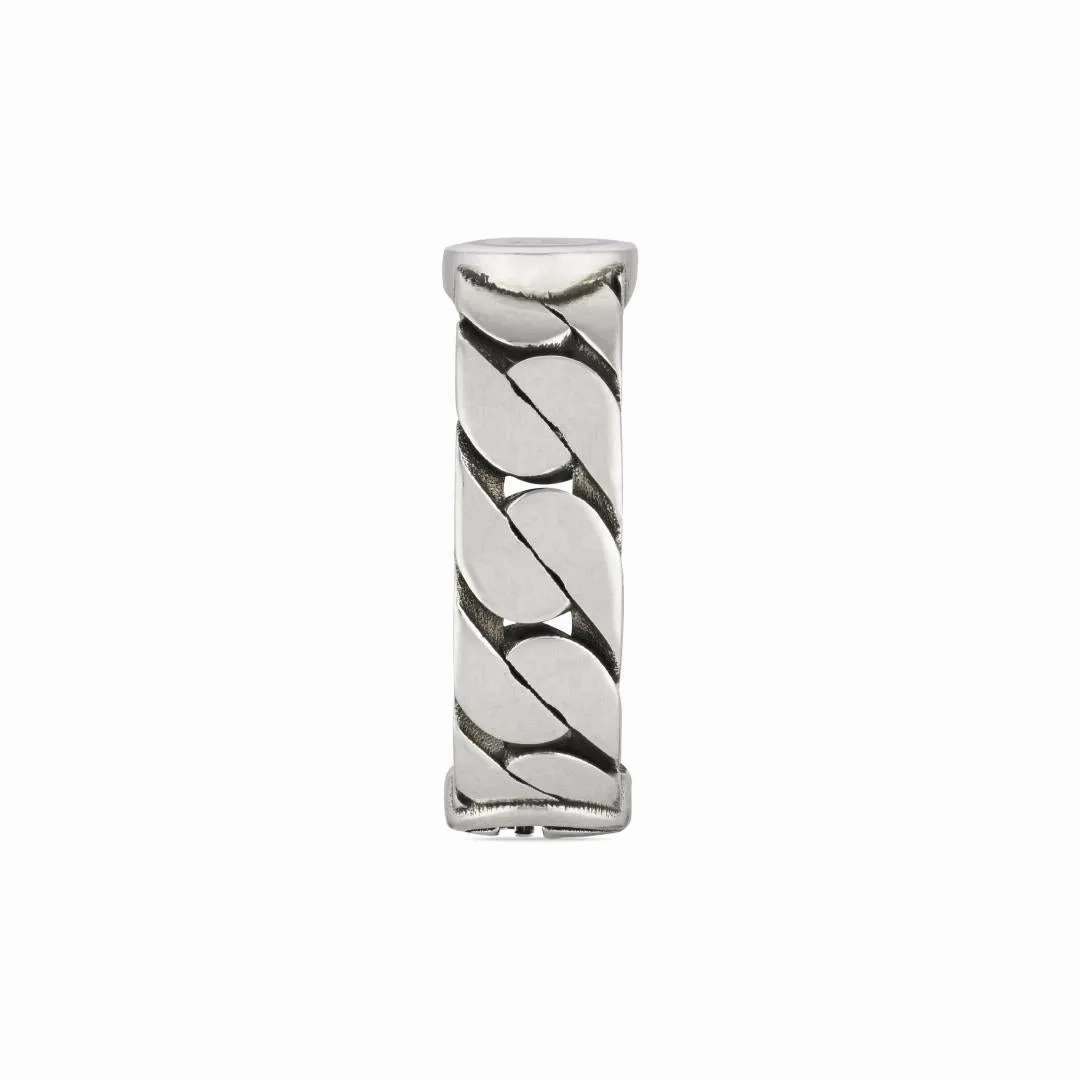 Gucci Interlocking Sterling Silver Black Enamel Wide Band Ring D