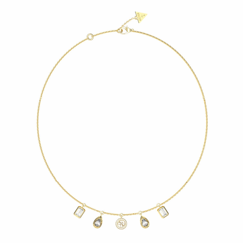 Guess Gold Plated Stainless Steel 4G & 5 Charm 16-18" Chain